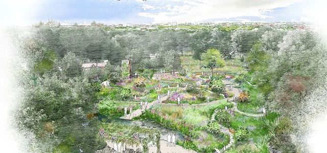 Artist’s birds-eye view of the new garden set within the Park